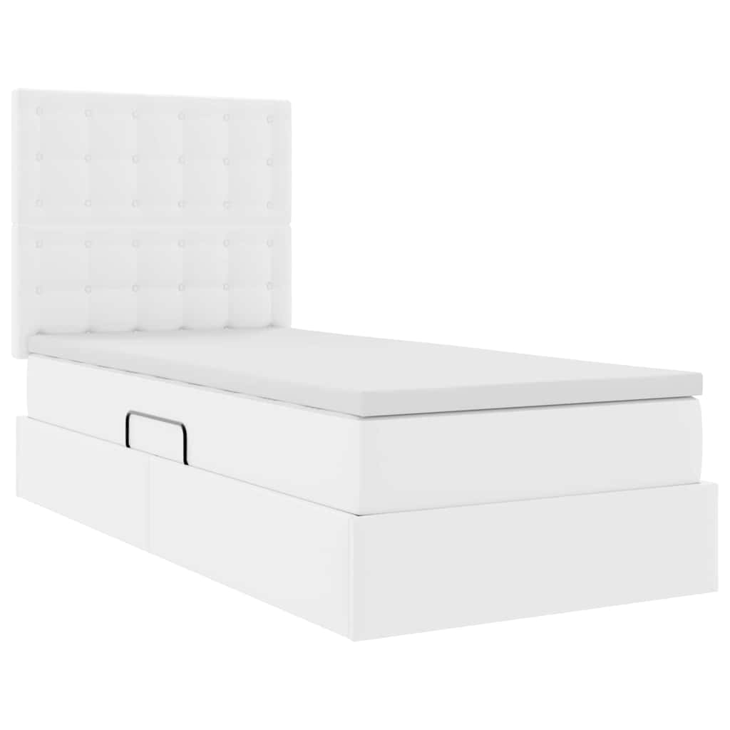 Lit avec rangement et LED Blanc pur 90 x 200 cm Simili cuir - XIOS