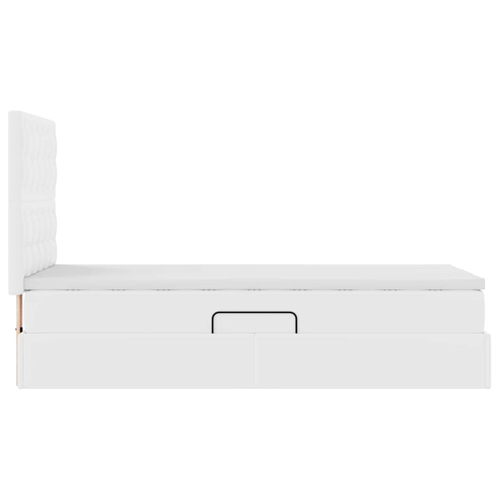 Lit avec rangement et LED Blanc pur 100 x 200 cm Simili cuir - XIOS