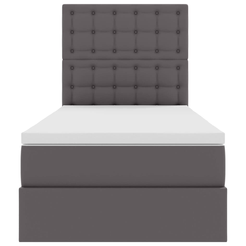 Lit avec rangement et LED Gris 100 x 200 cm Simili cuir - XIOS