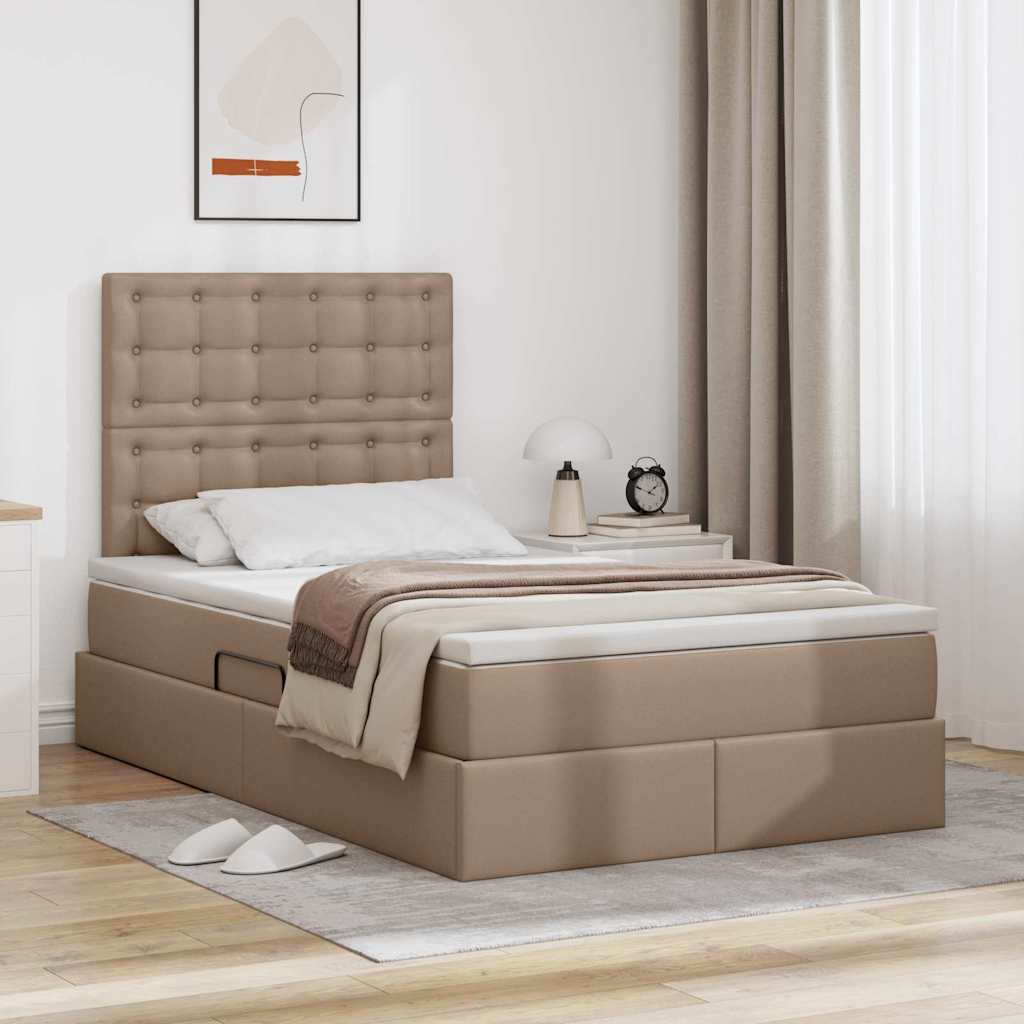 Lit avec rangement et LED Cappuccino 120 x 200 cm Simili cuir
