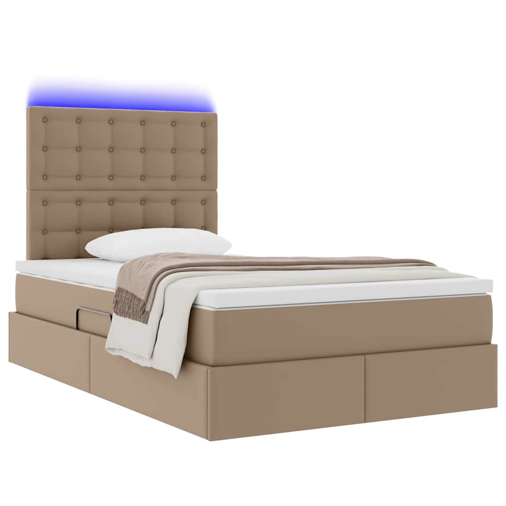 Lit avec rangement et LED Cappuccino 120 x 200 cm Simili cuir