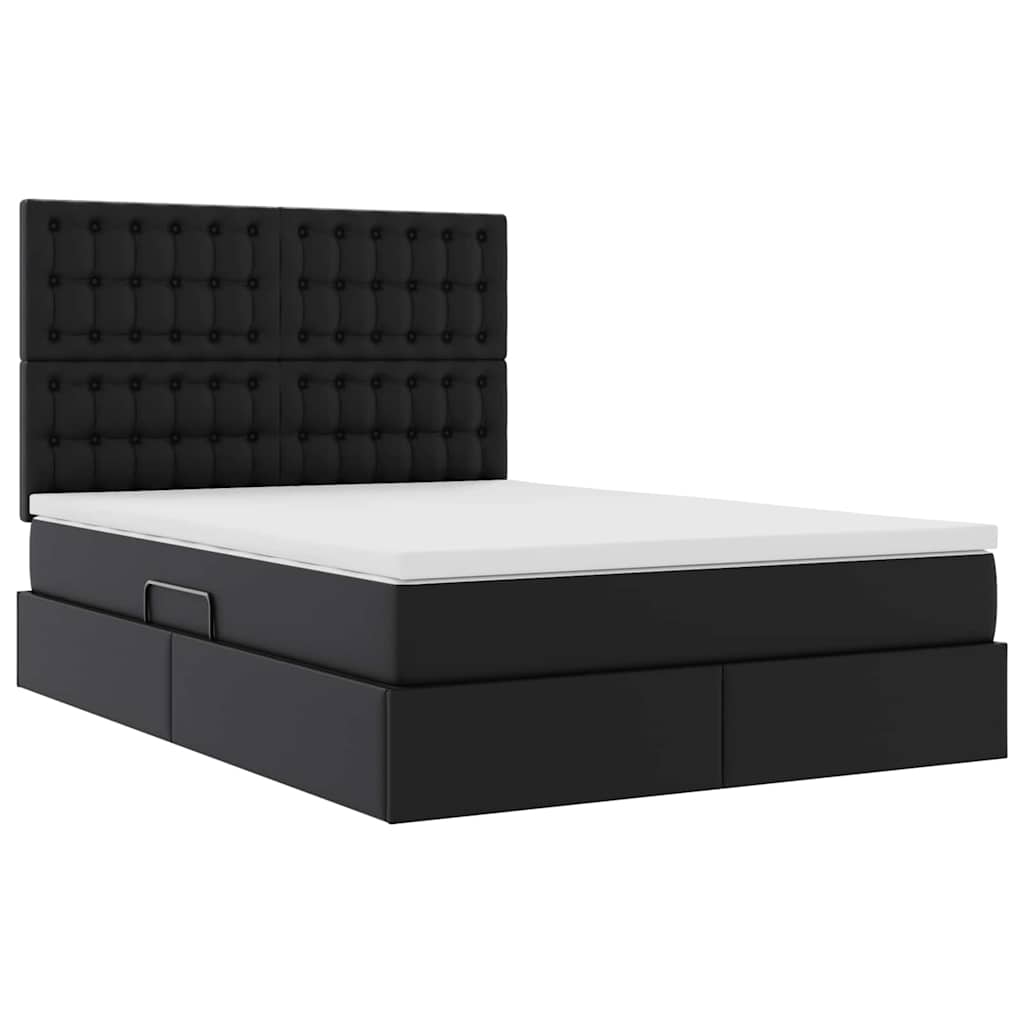 Lit avec rangement et LED Noir 140 x 190 cm Simili cuir - XIOS