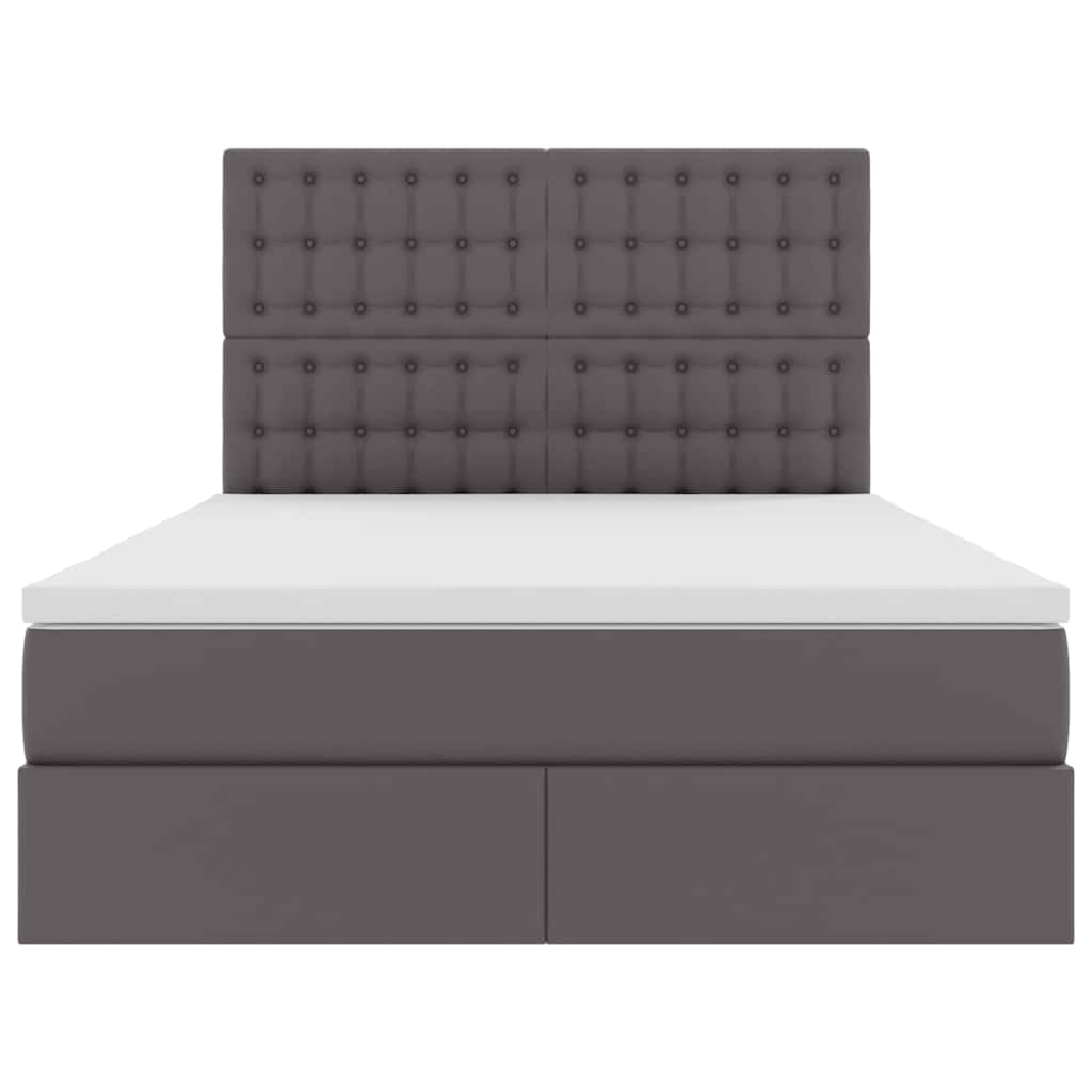 Lit avec rangement et LED Gris 140 x 190 cm Simili cuir