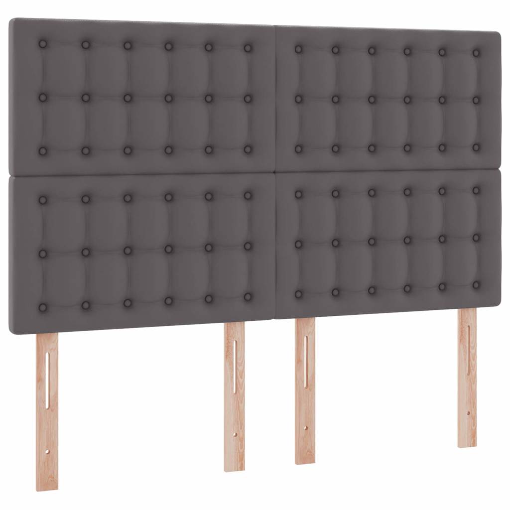 Lit avec rangement et LED Gris 140 x 190 cm Simili cuir