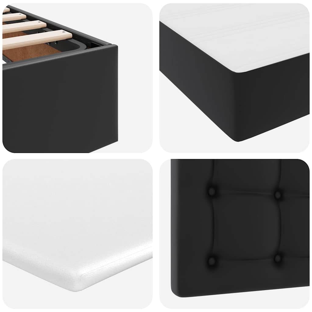 Lit avec rangement et LED Noir 140 x 200 cm Simili cuir - XIOS