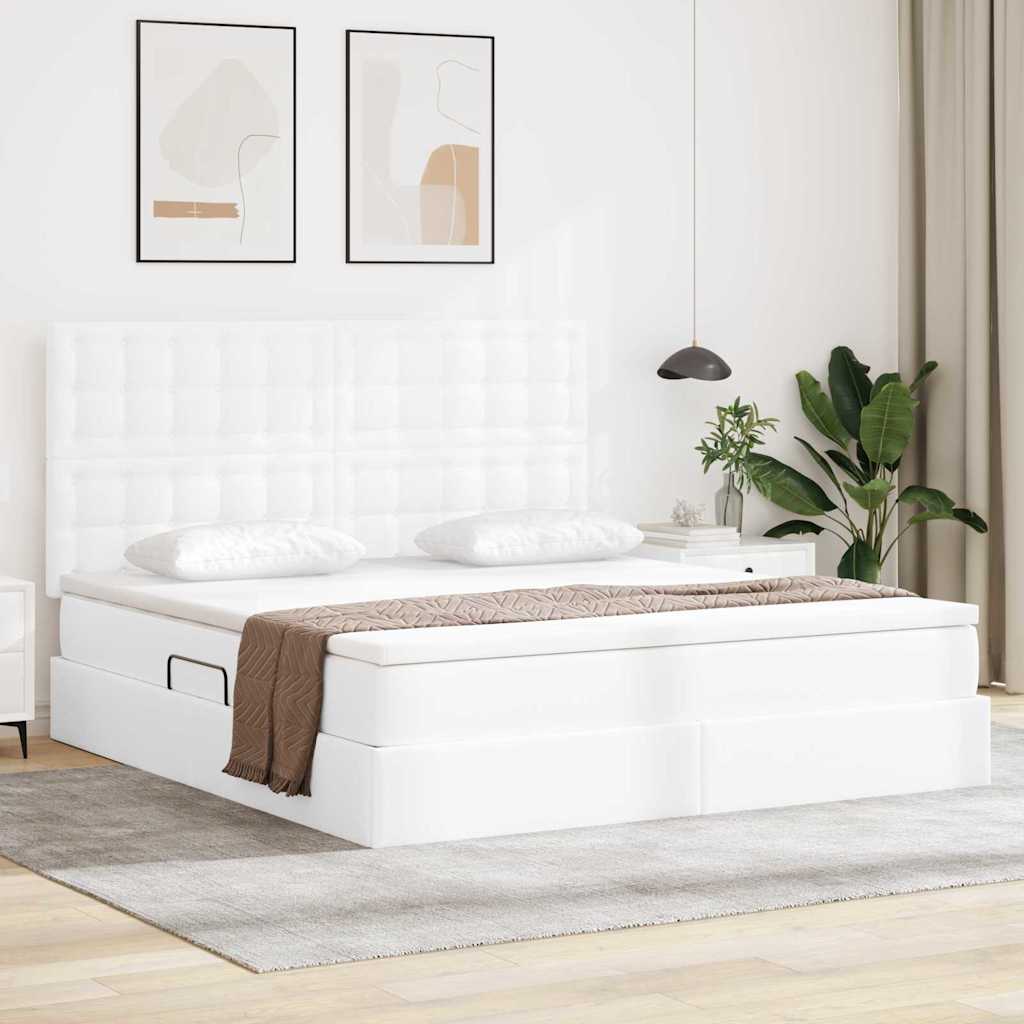 Lit avec rangement et LED Blanc pur 180 x 200 cm Simili cuir - XIOS