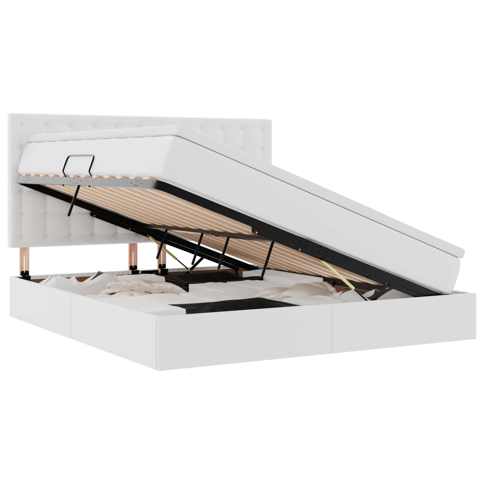 Lit avec rangement et LED Blanc pur 180 x 200 cm Simili cuir - XIOS