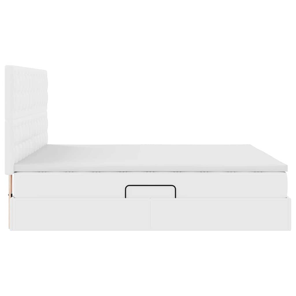Lit avec rangement et LED Blanc pur 180 x 200 cm Simili cuir - XIOS