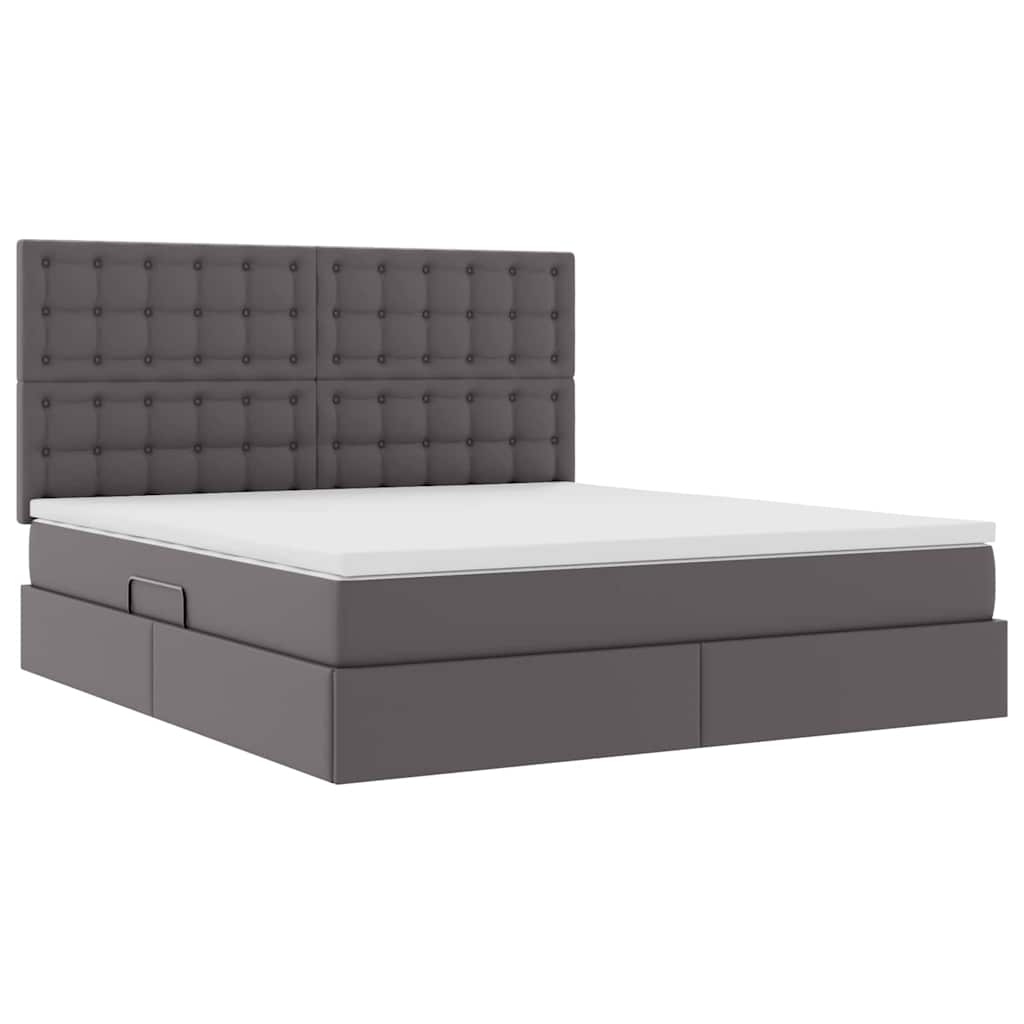 Lit avec rangement et LED Gris 180 x 200 cm Simili cuir - XIOS