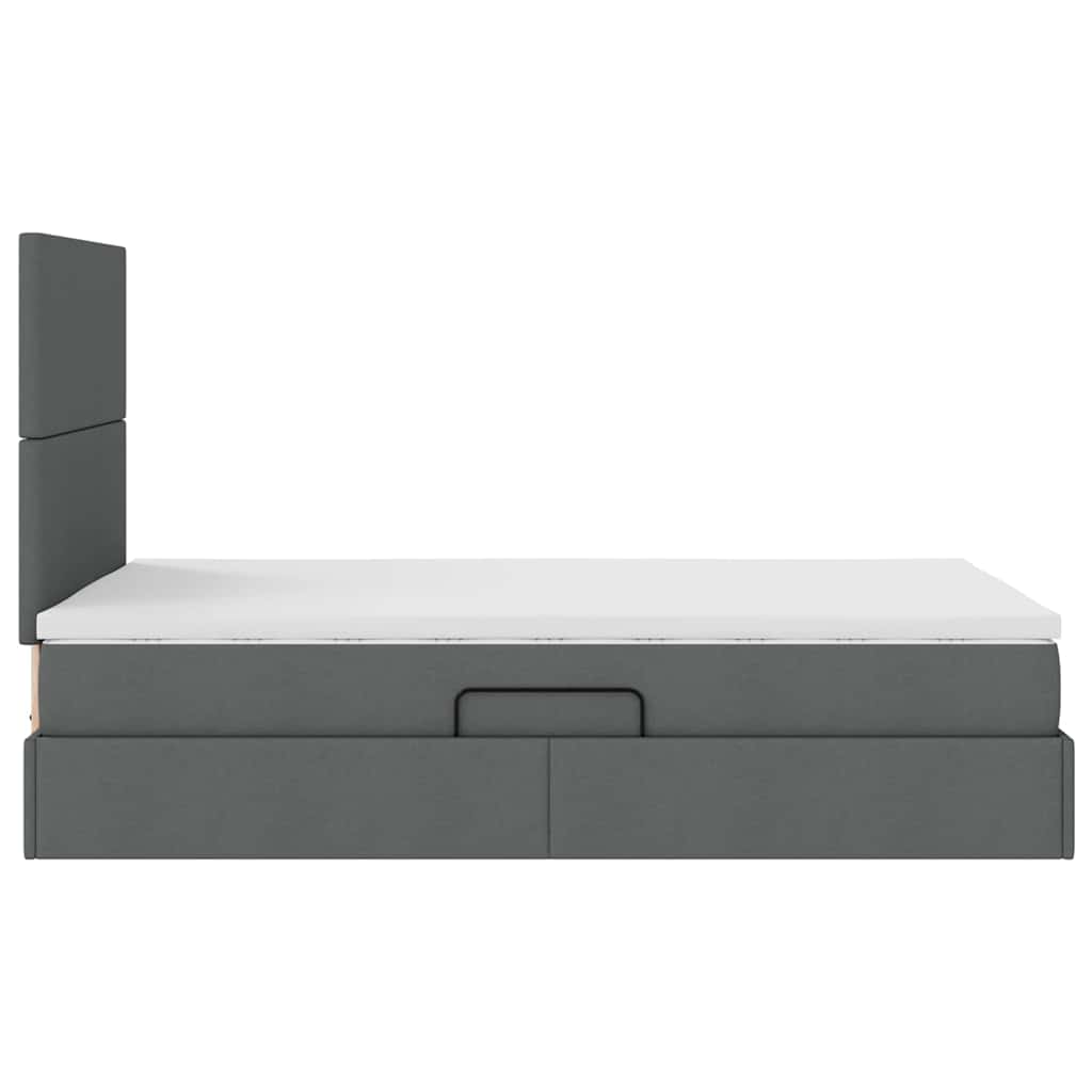 Lit de rangement LED avec matelas Gris foncé 120 x 200 cm Tissu