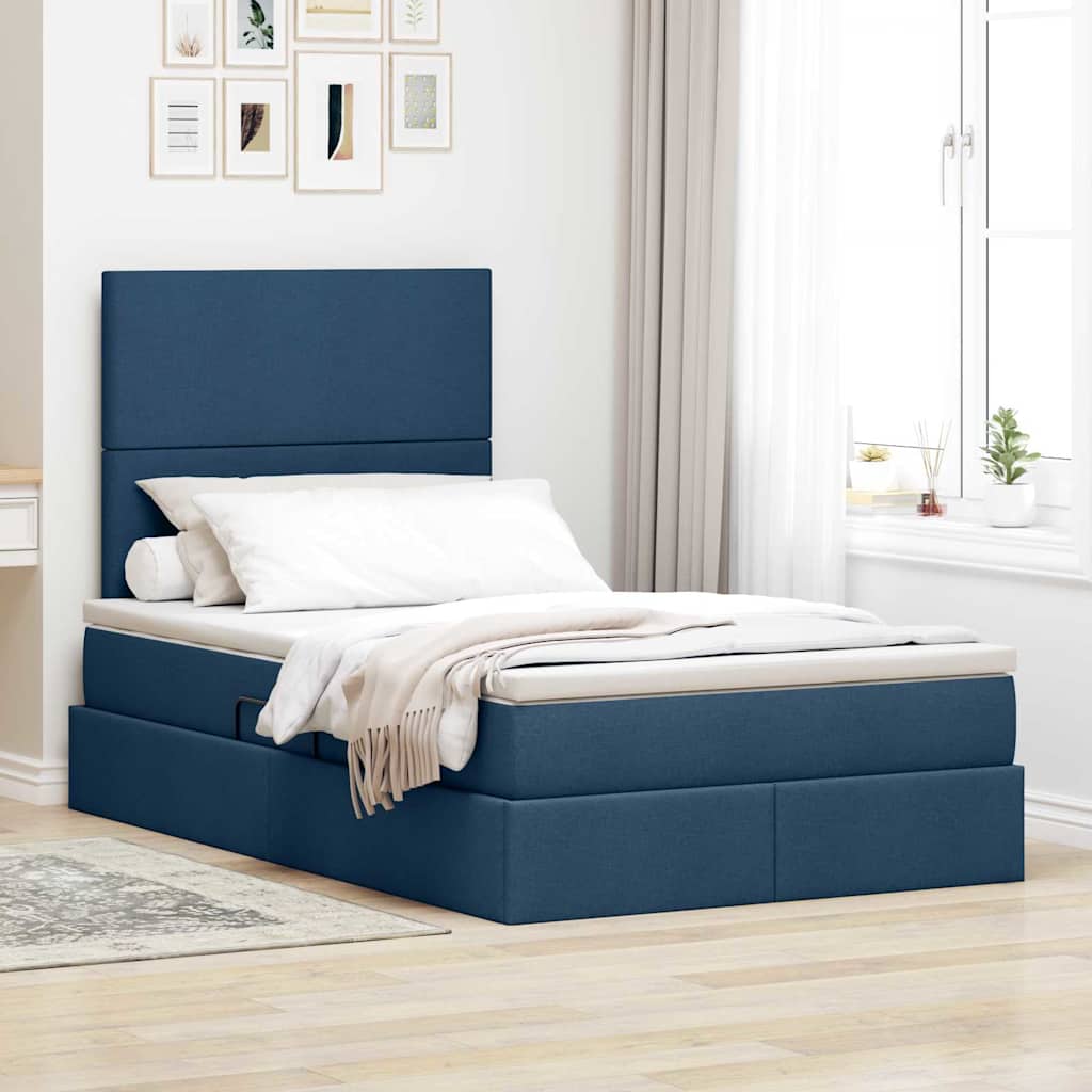 Lit avec rangement et LED avec LED Bleu 120 x 200 cm Polyester - XIOS