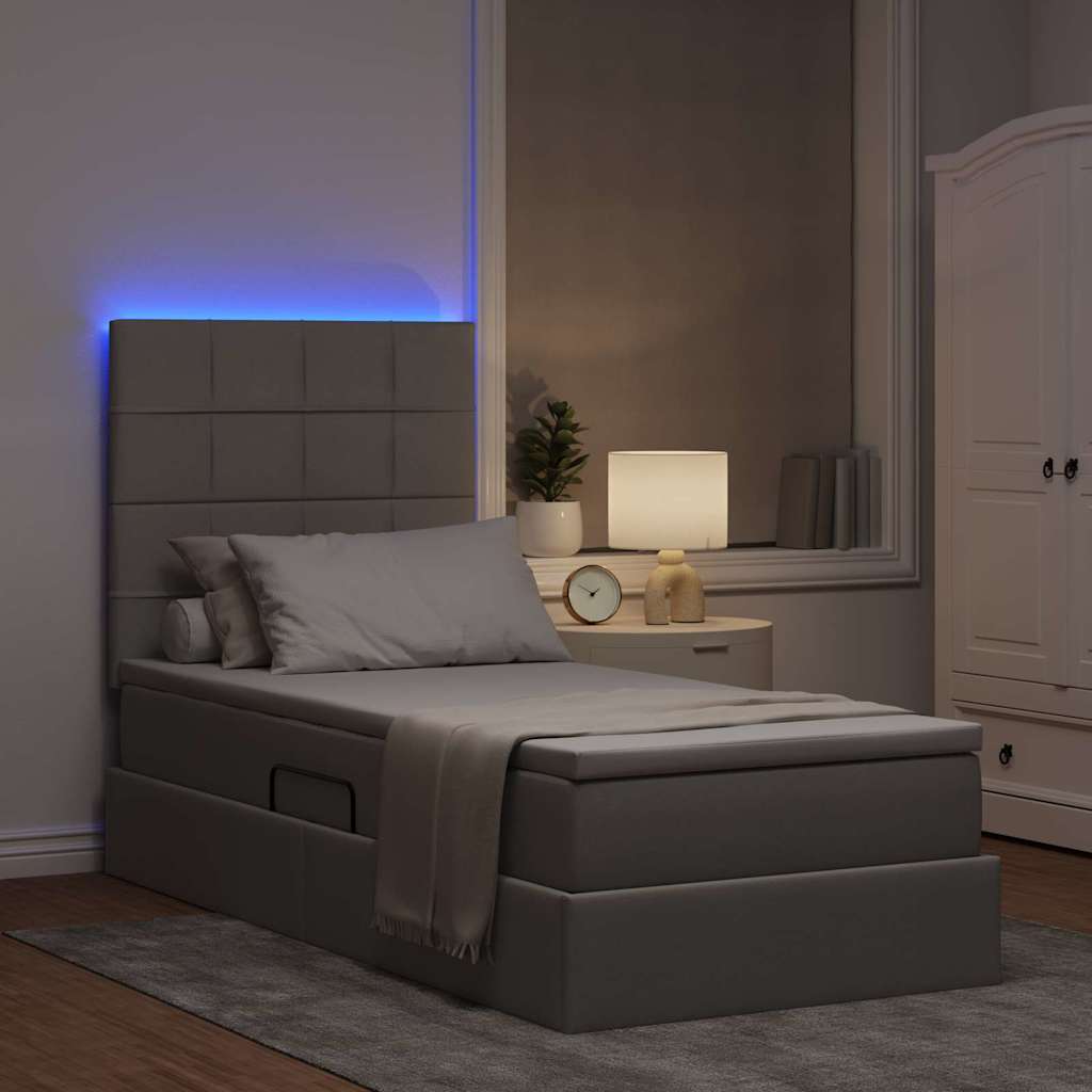 Lit avec rangement et LED avec LED Taupe 90 x 200 cm Polyester - XIOS