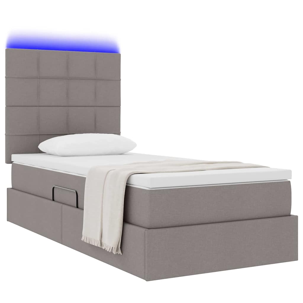 Lit avec rangement et LED avec LED Taupe 90 x 200 cm Polyester - XIOS