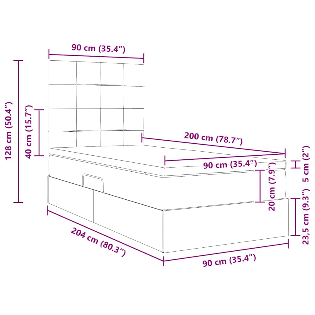 Lit de rangement LED avec matelas Bleu 90 x 200 cm Tissu - XIOS