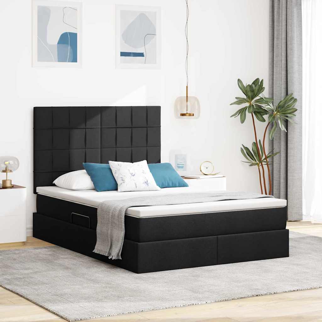 Lit avec rangement et LED avec LED Noir 140 x 190 cm Polyester - XIOS