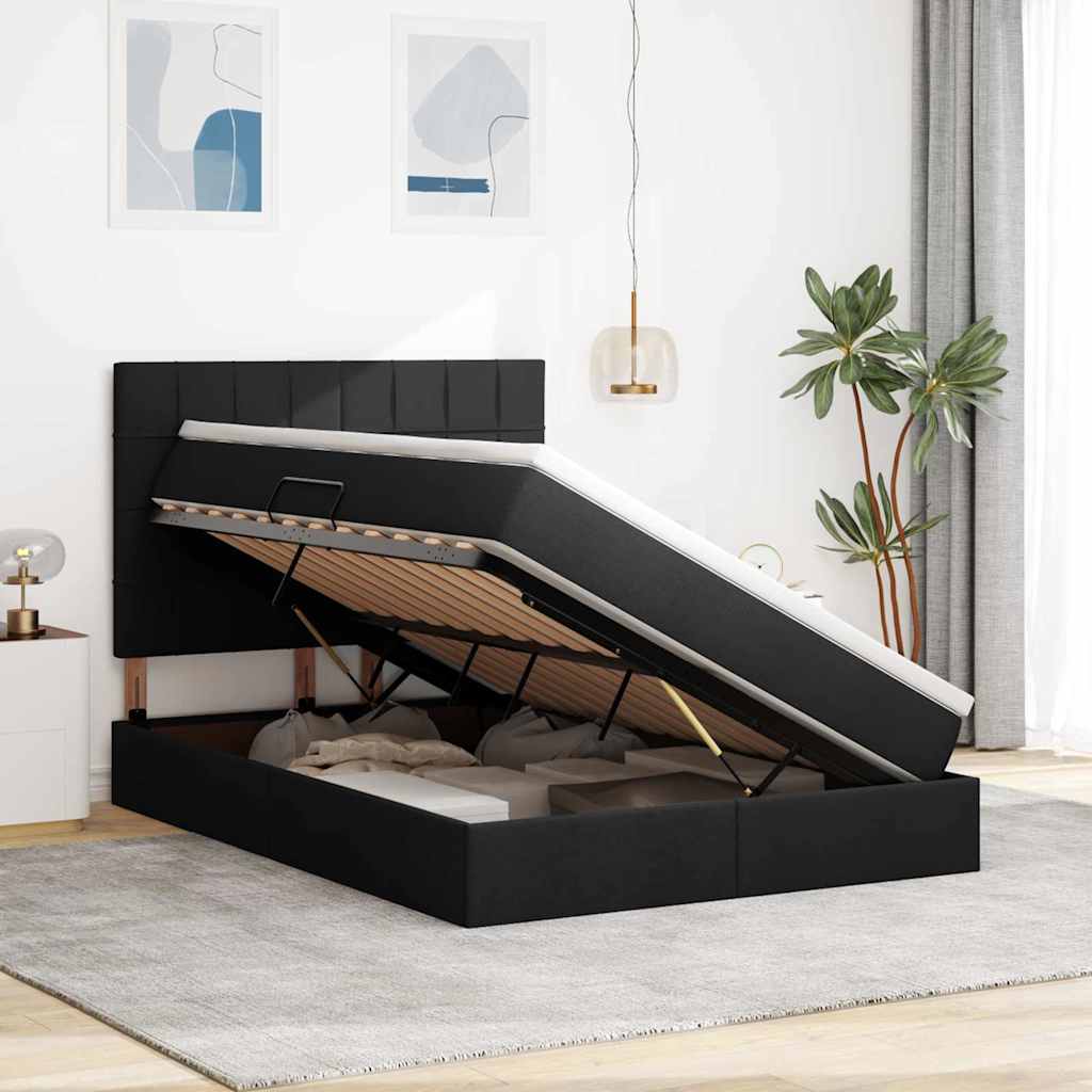 Lit avec rangement et LED avec LED Noir 140 x 190 cm Polyester - XIOS