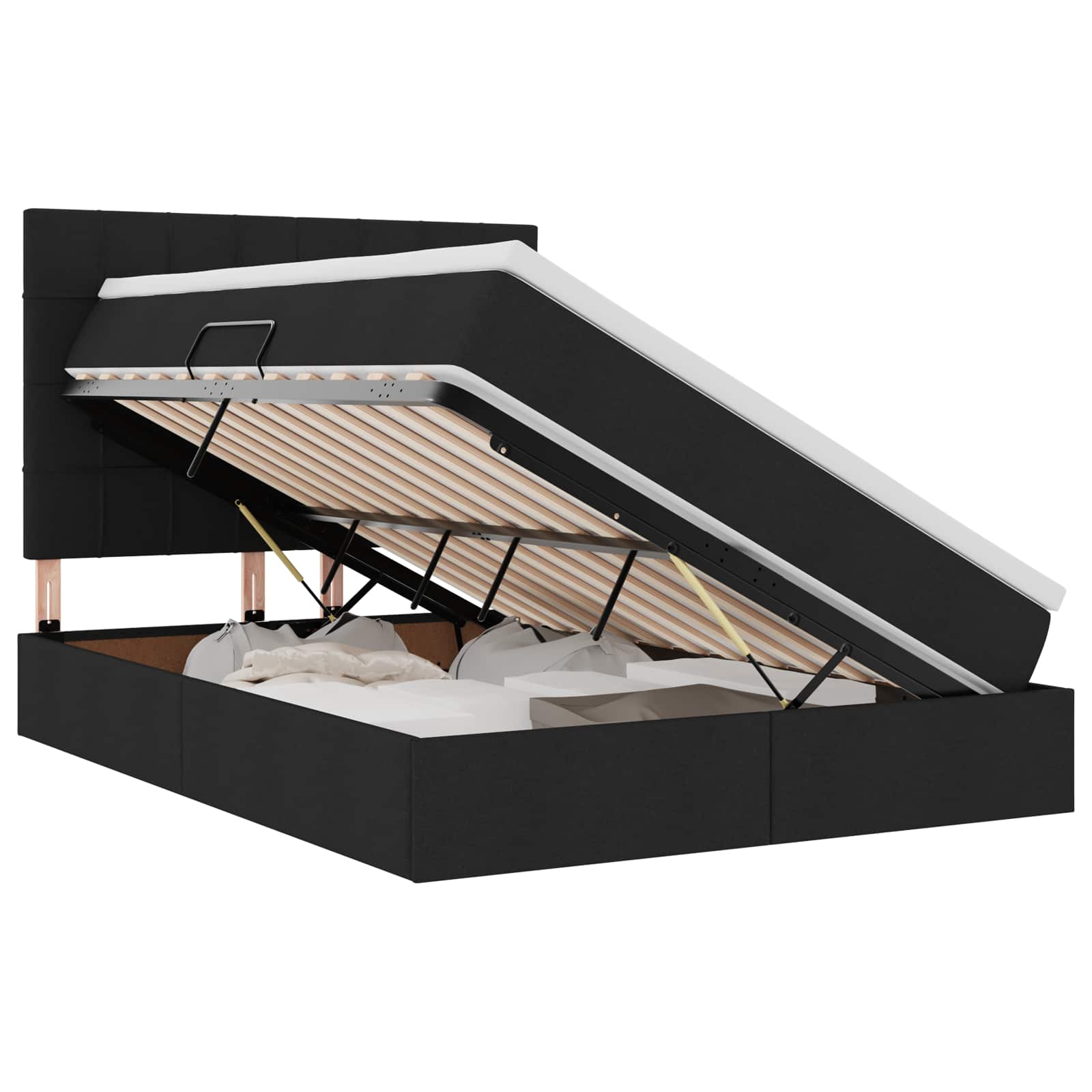 Lit avec rangement et LED avec LED Noir 140 x 190 cm Polyester - XIOS