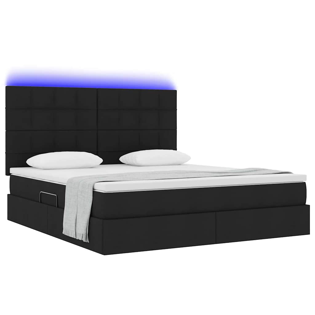 Lit avec rangement et LED Noir 180 x 200 cm Polyester - XIOS