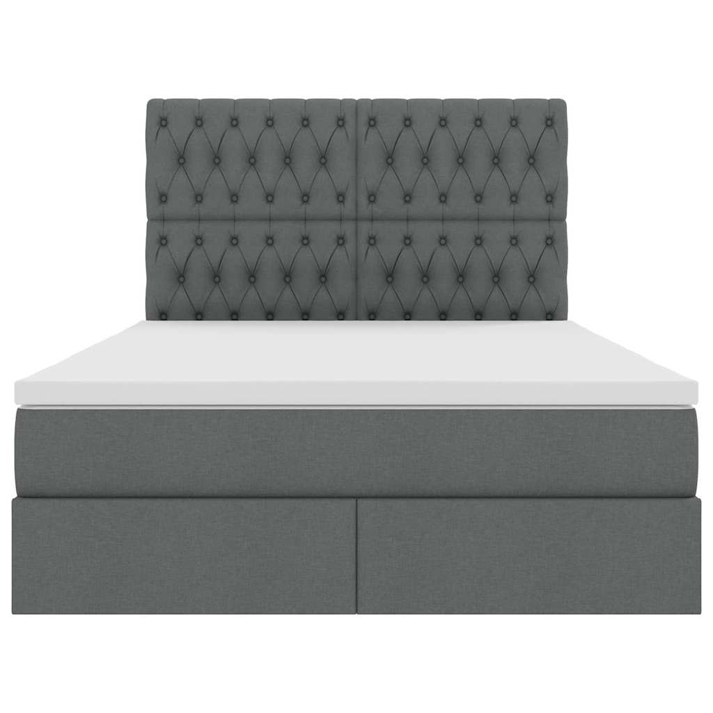Lit avec rangement et LED Gris foncé 140 x 200 cm Polyester - XIOS