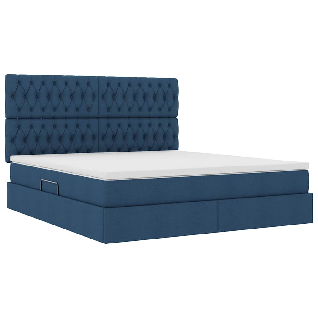 Lit avec rangement et LED avec LED Bleu 160 x 200 cm Polyester - XIOS