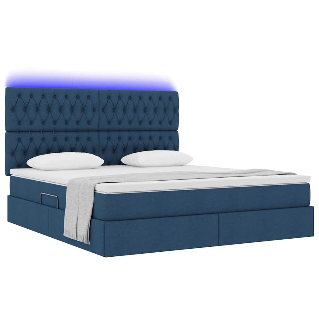 Lit avec rangement et LED avec LED Bleu 160 x 200 cm Polyester - XIOS