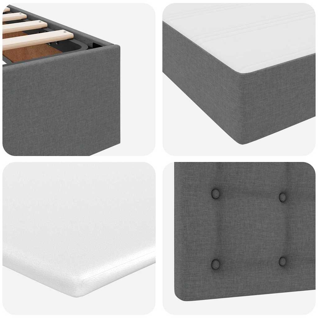 Lit de rangement LED avec matelas Gris foncé 90 x 200 cm Tissu - XIOS
