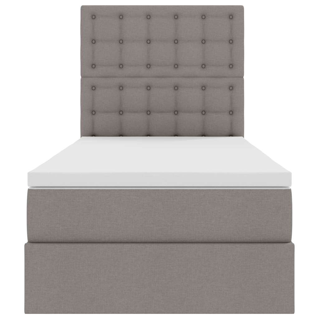 Lit de rangement LED avec matelas Taupe 100 x 200 cm Tissu - XIOS