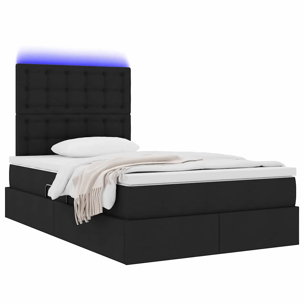 Lit avec rangement et LED Noir 120 x 190 cm Polyester - XIOS
