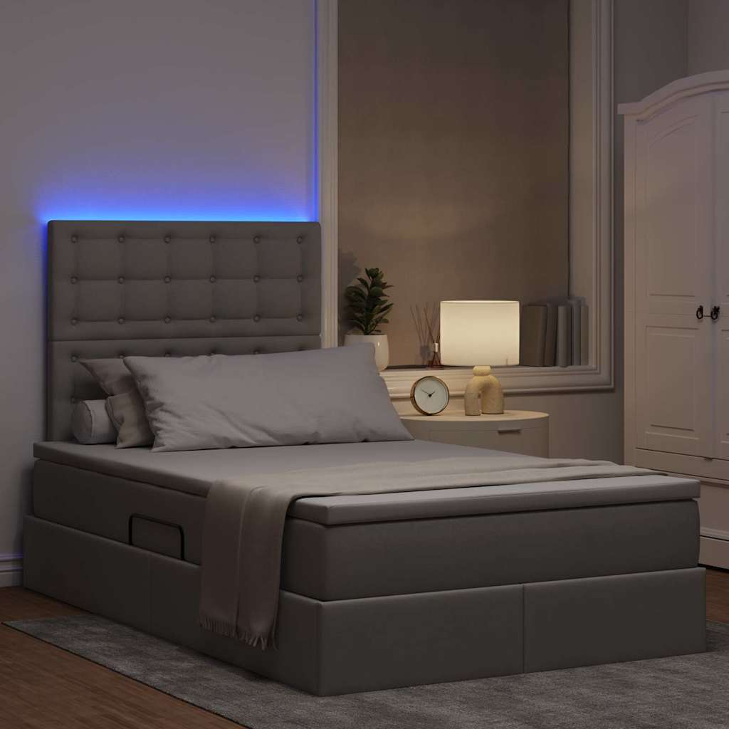 Lit avec rangement et LED Taupe 120 x 190 cm Polyester - XIOS