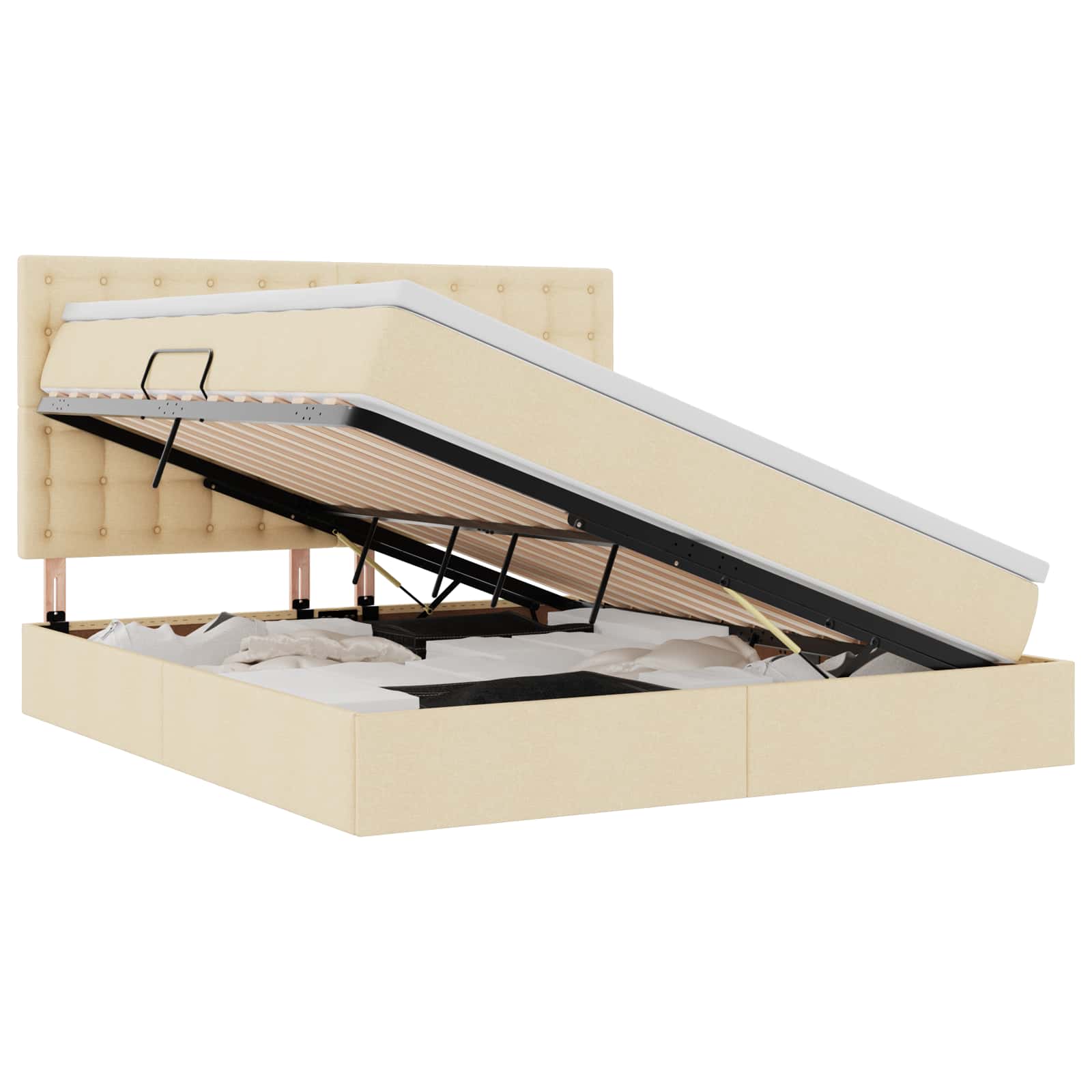 Lit avec rangement et LED avec LED Crème 180 x 200 cm Polyester - XIOS