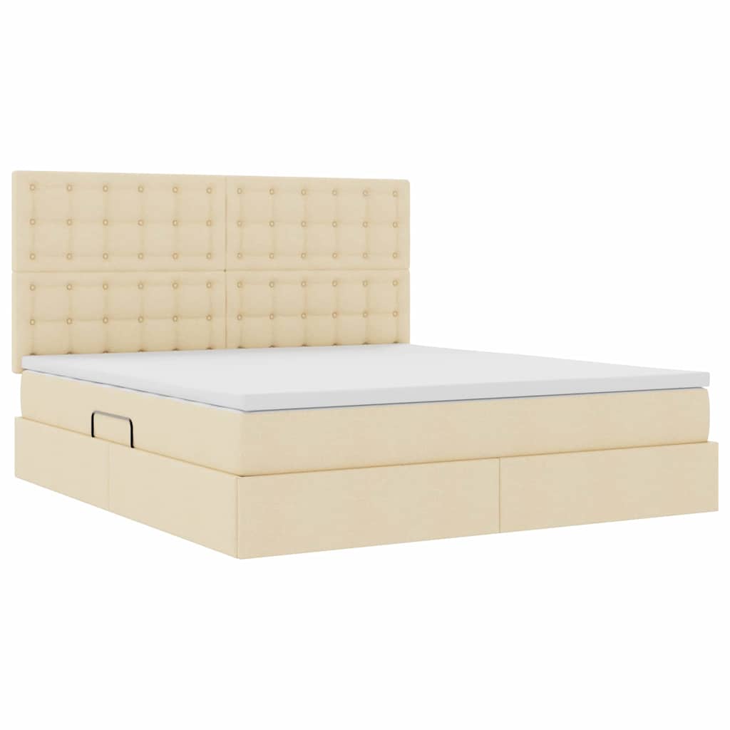 Lit avec rangement et LED avec LED Crème 180 x 200 cm Polyester - XIOS
