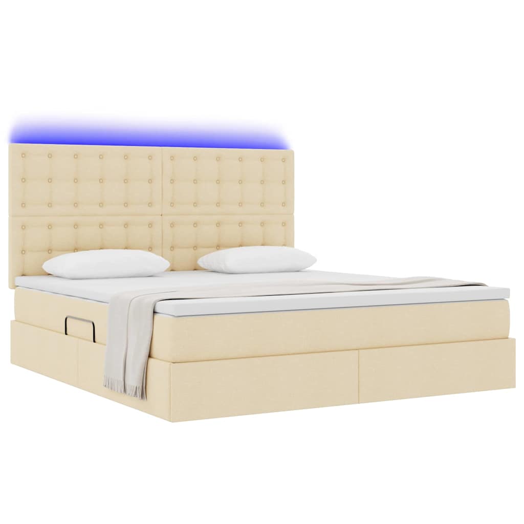 Lit avec rangement et LED avec LED Crème 180 x 200 cm Polyester - XIOS