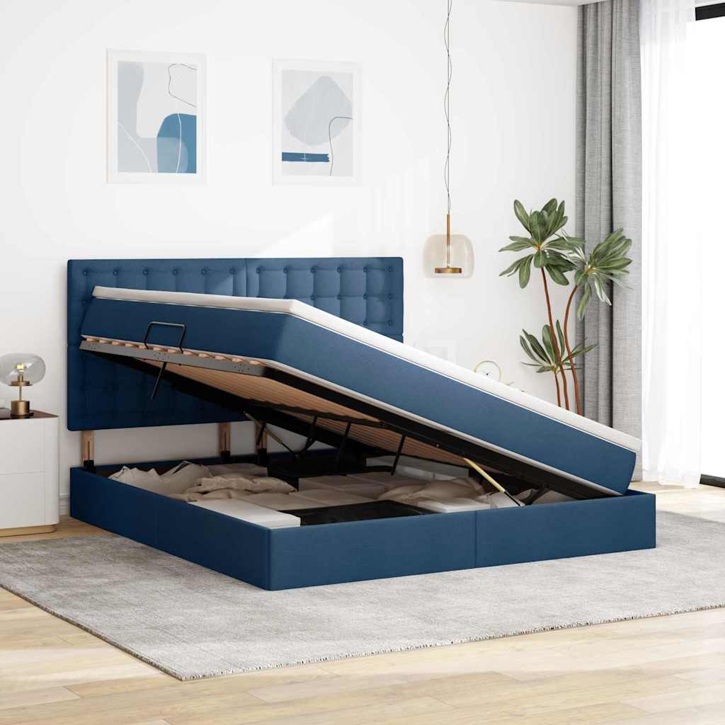 Lit avec rangement et LED avec LED Bleu 180 x 200 cm Polyester - XIOS