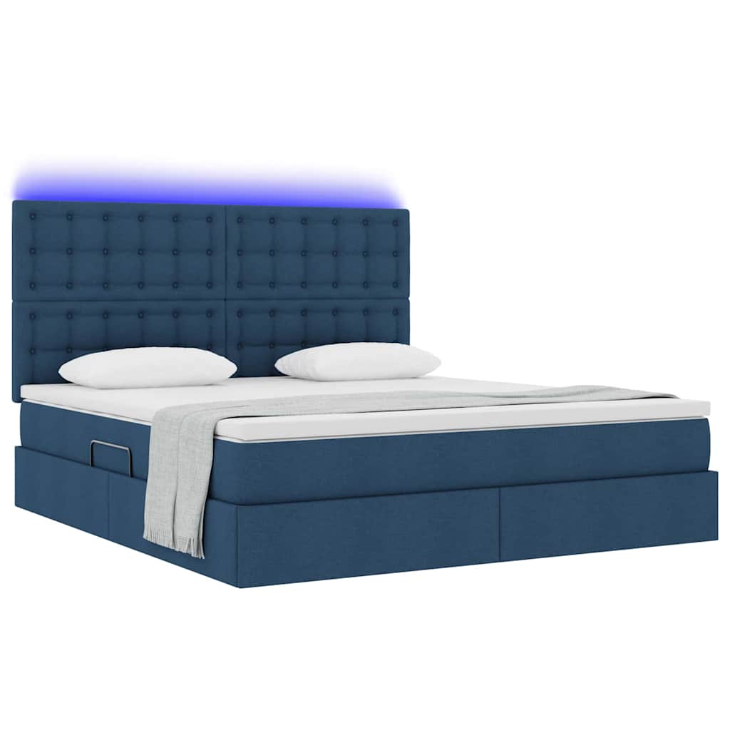 Lit avec rangement et LED avec LED Bleu 180 x 200 cm Polyester - XIOS