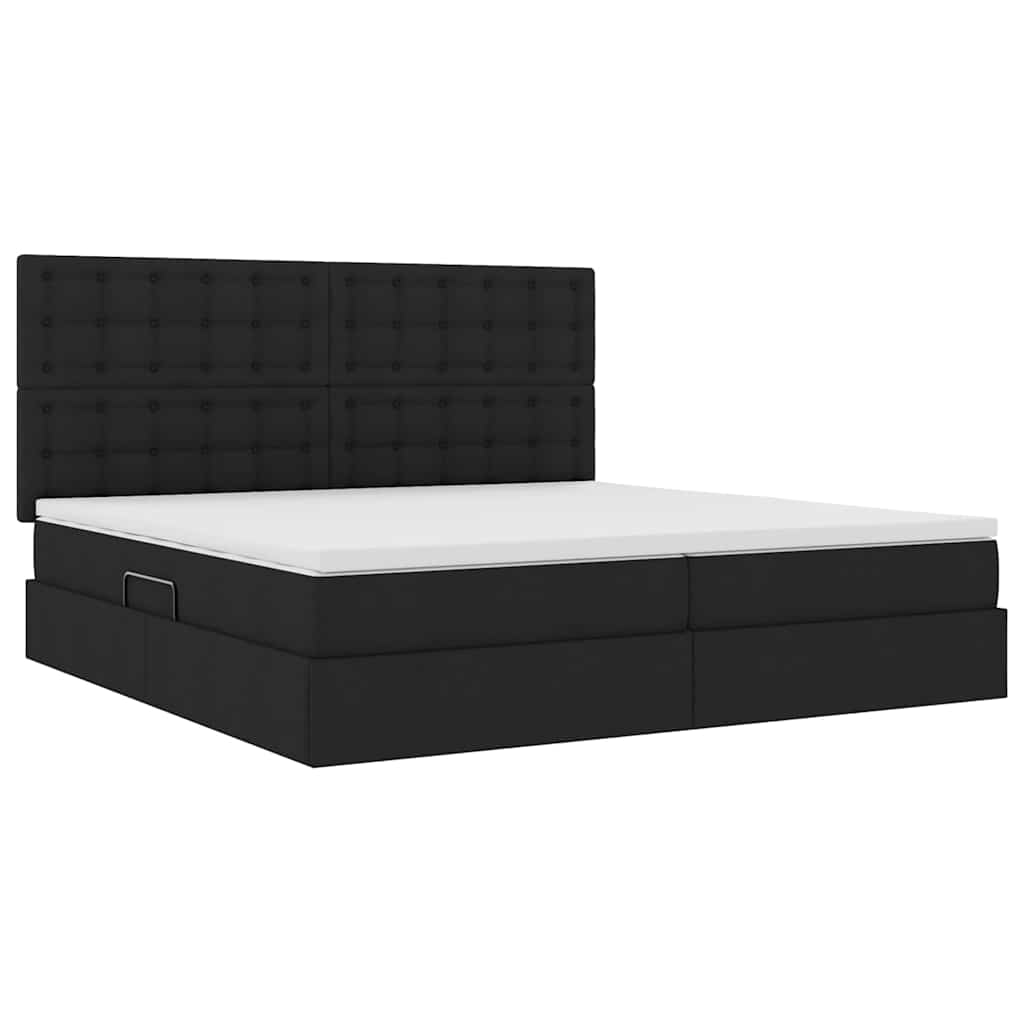 Lit avec rangement et LED avec LED Noir 200 x 200 cm Polyester - XIOS