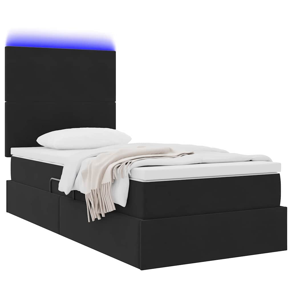 Lit de rangement LED avec matelas Noir 90 x 200 cm Velours
