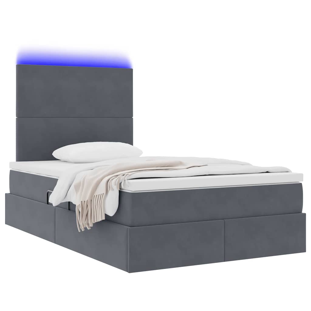 Lit avec rangement et LED Gris foncé 120 x 190 cm Velours - XIOS
