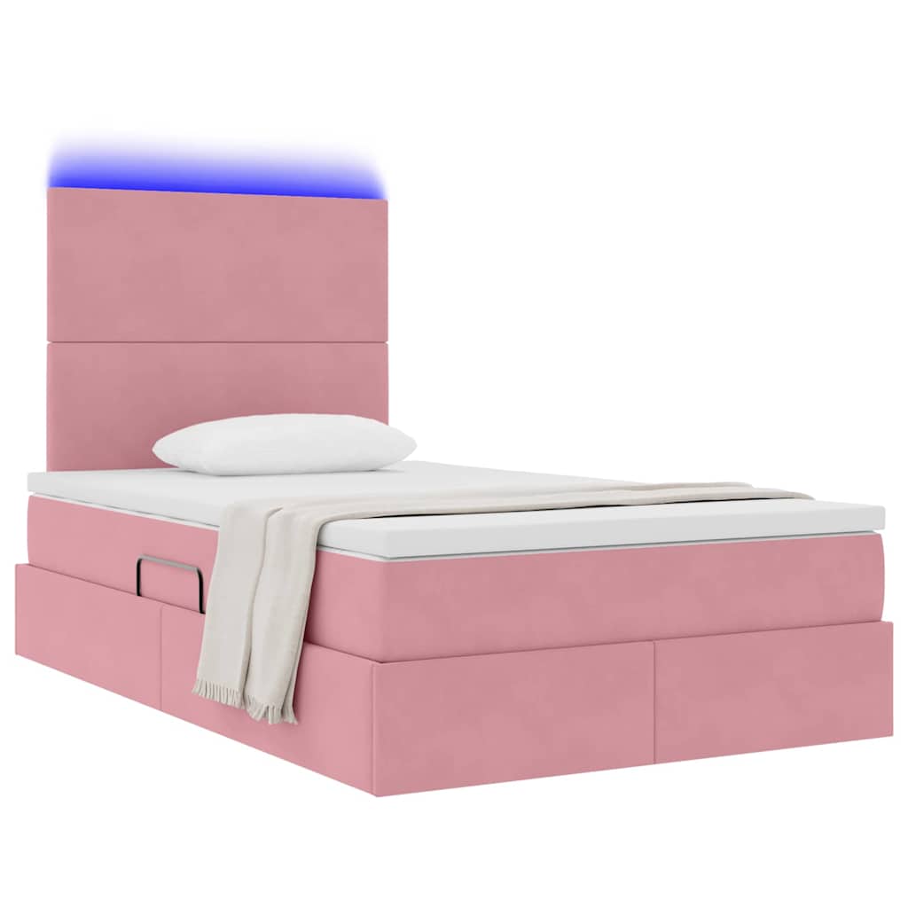 Lit avec rangement et LED Rose 120 x 190 cm Velours - XIOS