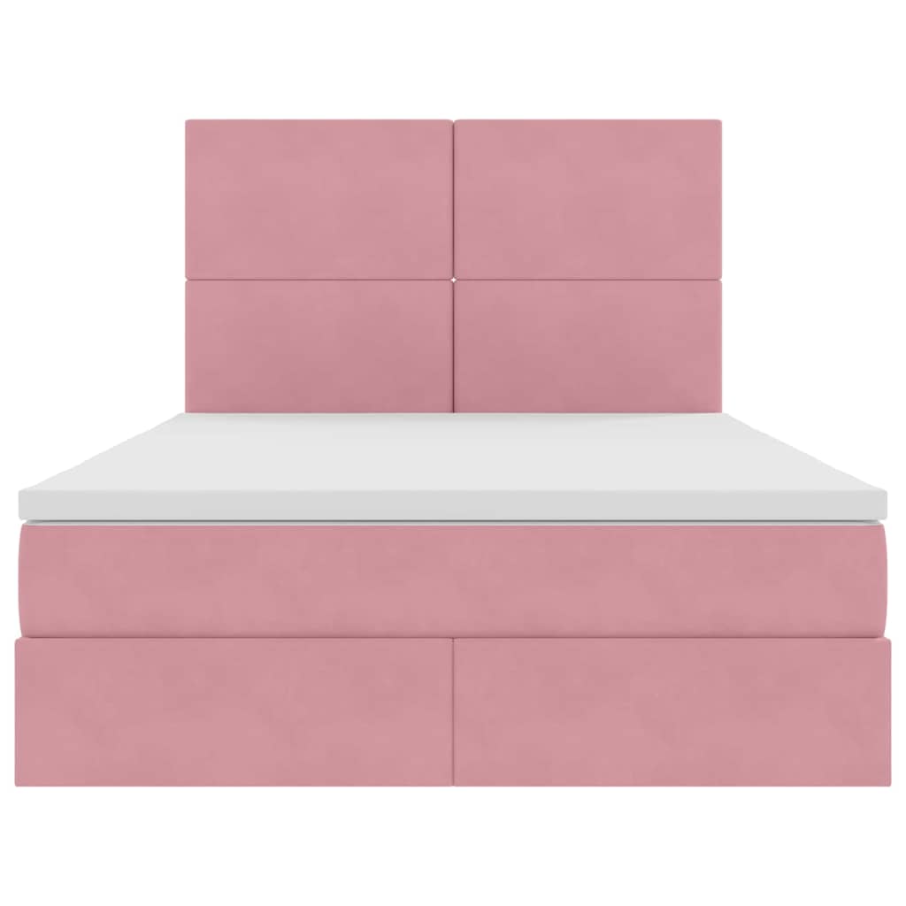 Lit avec rangement et LED avec LED Rose 140 x 190 cm Velours - XIOS
