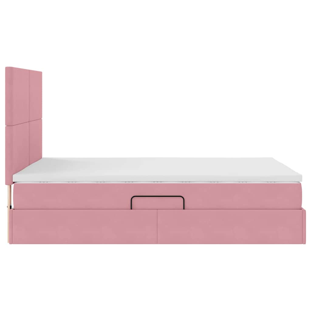 Lit avec rangement et LED avec LED Rose 140 x 190 cm Velours - XIOS