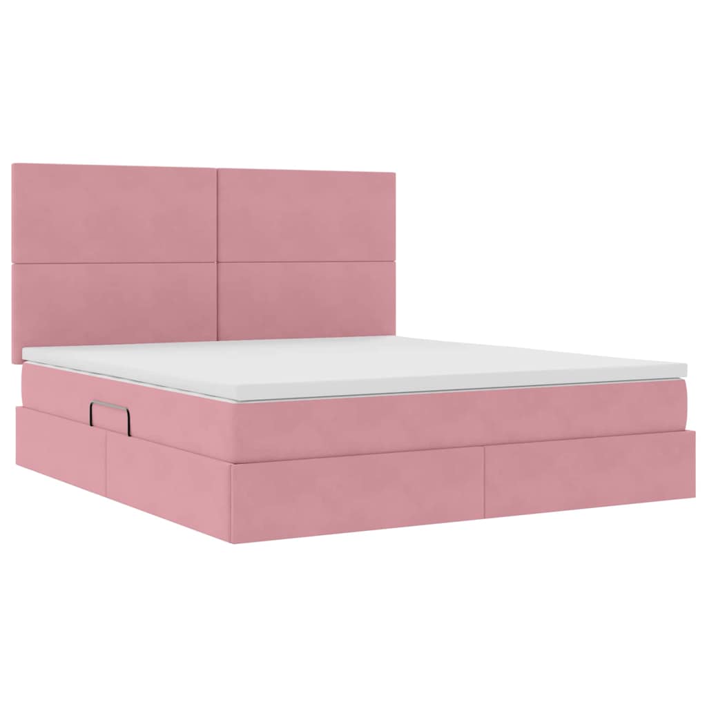 Lit avec rangement et LED avec LED Rose 180 x 200 cm Velours - XIOS