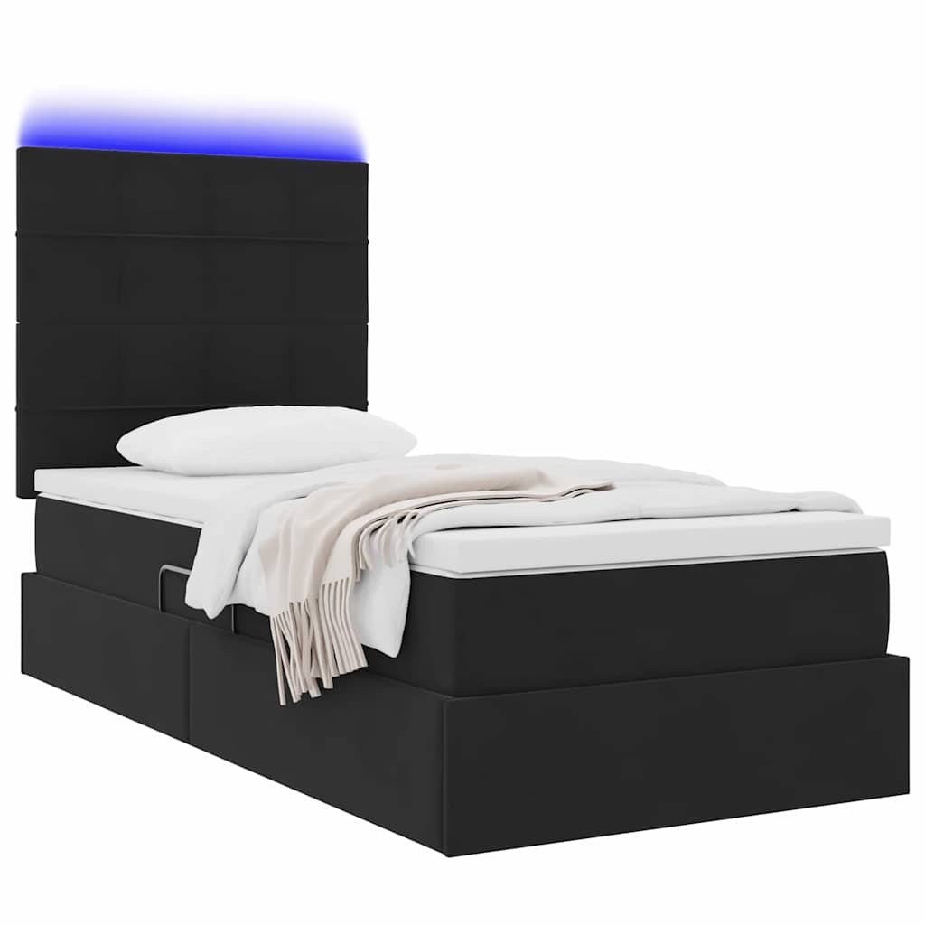 Lit de rangement LED avec matelas Noir 90 x 200 cm Velours