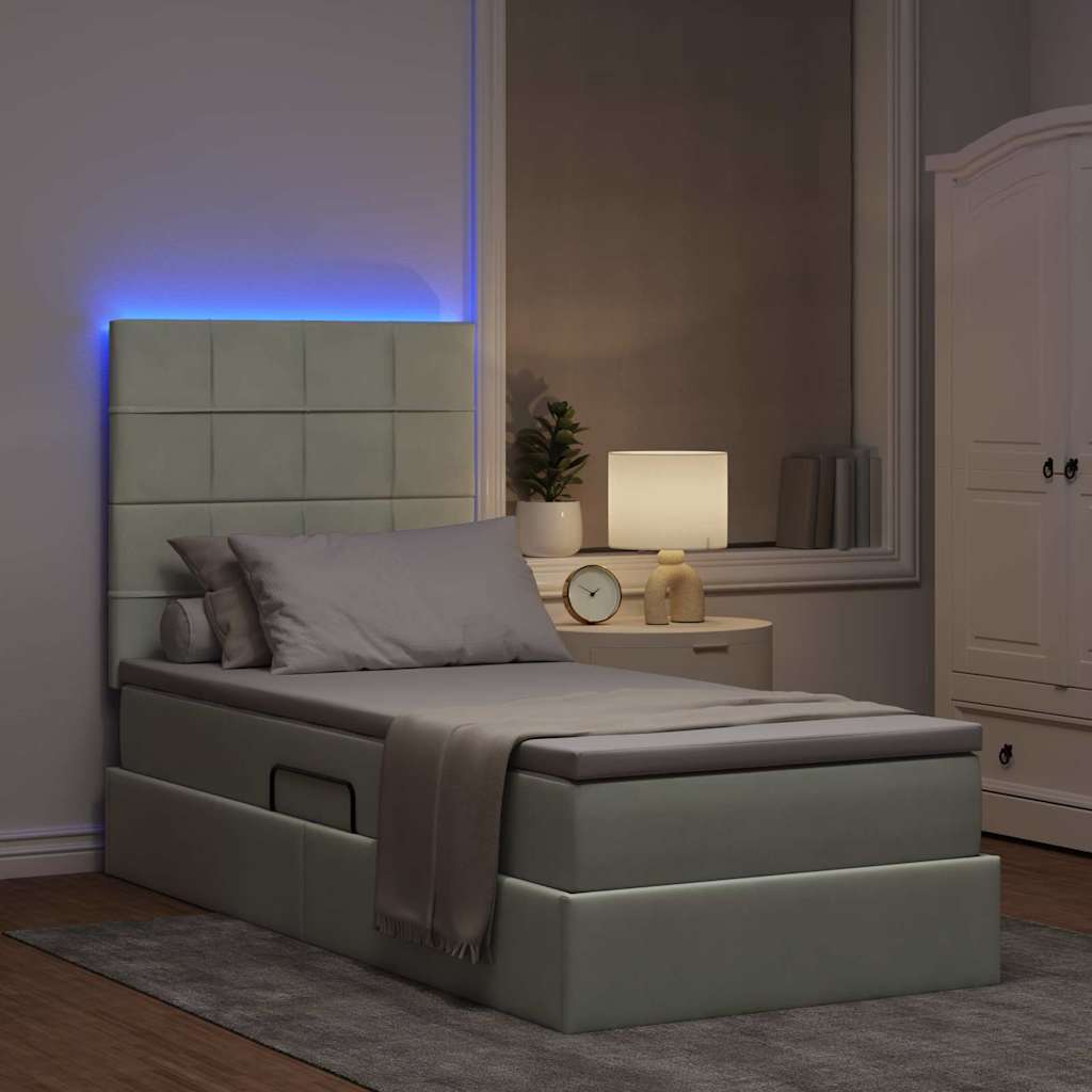 Lit de rangement LED avec matelas Gris clair 100 x 200 cm - XIOS