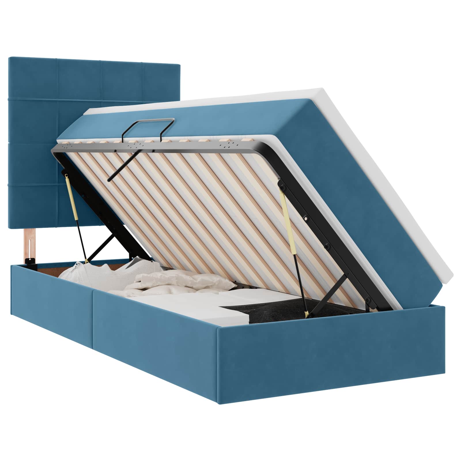 Lit avec rangement et LED Bleu foncé 100 x 200 cm Velours - XIOS