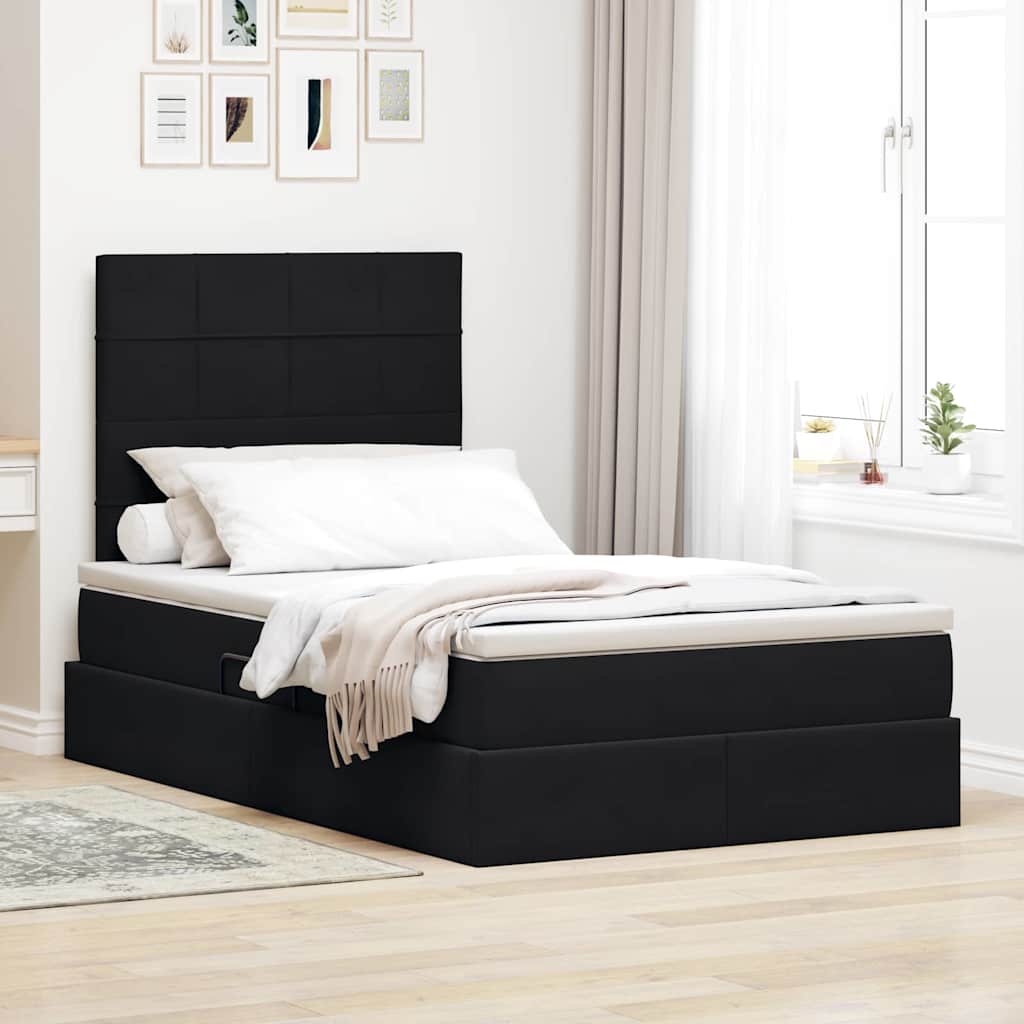 Lit avec rangement et LED avec LED Noir 120 x 200 cm Velours - XIOS