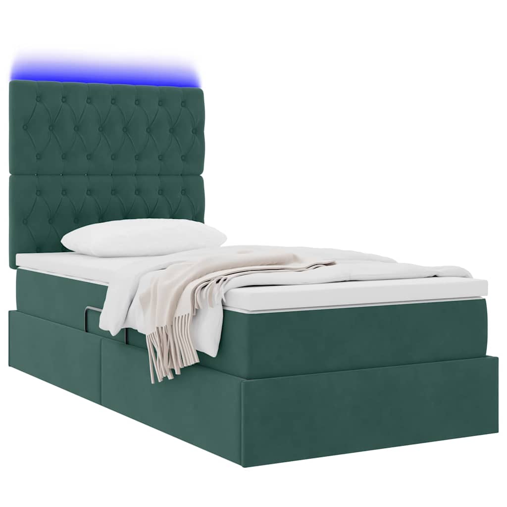 Lit de rangement LED avec matelas Vert foncé 100 x 200 cm - XIOS