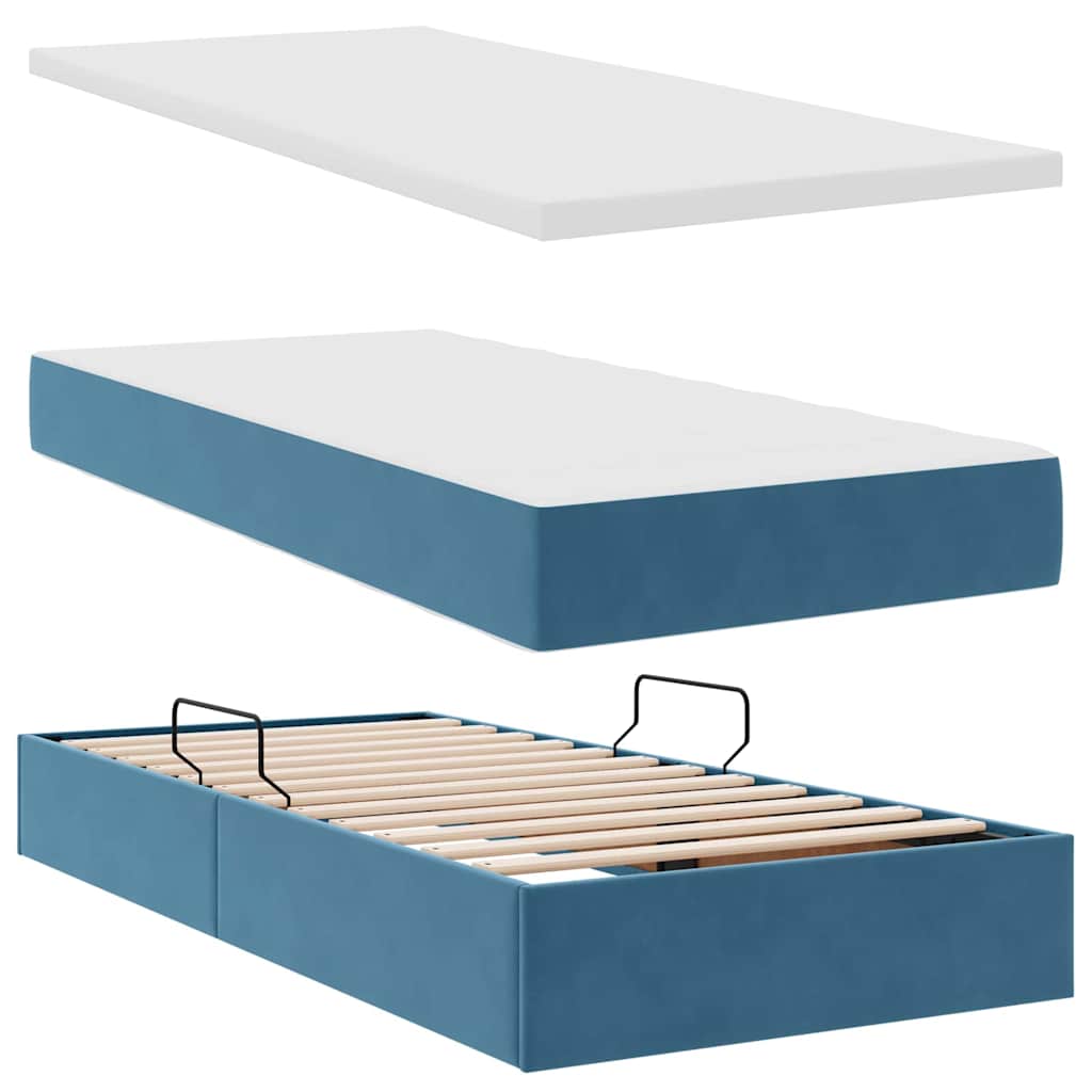 Lit de rangement LED avec matelas Bleu foncé 100 x 200 cm - XIOS