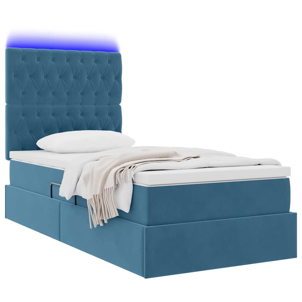 Lit de rangement LED avec matelas Bleu foncé 100 x 200 cm - XIOS