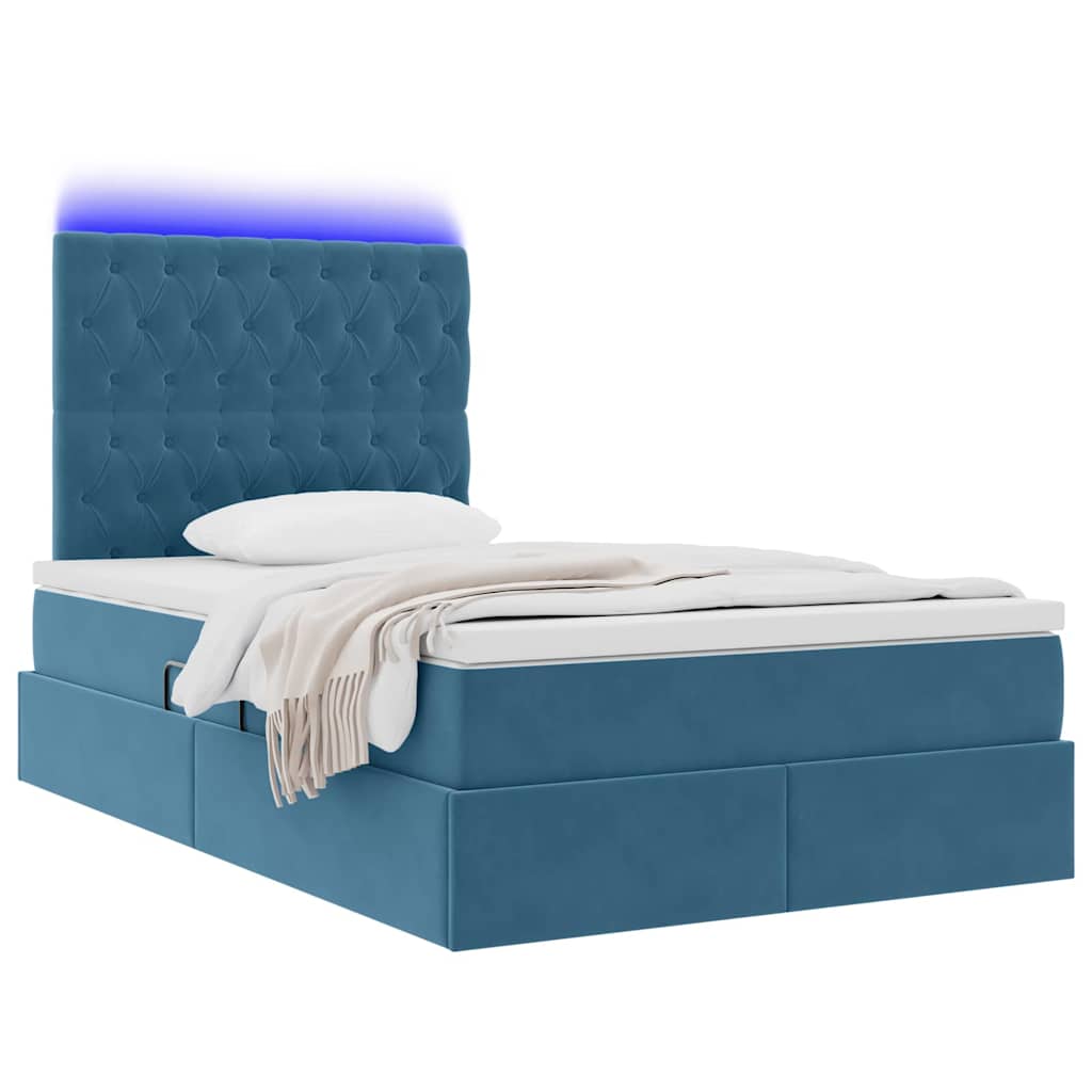 Lit avec rangement et LED Bleu 120 x 190 cm Velours - XIOS