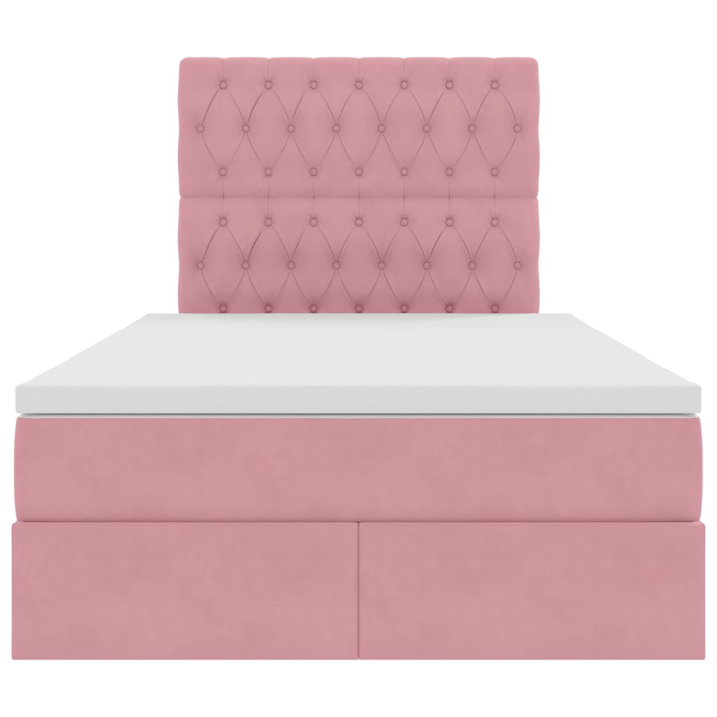 Lit avec rangement et LED Rose 120 x 190 cm Velours - XIOS